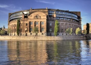 The parliament (Riksdag) building in Stockholm.