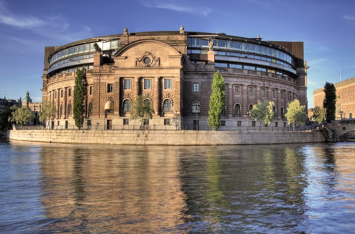 The parliament (Riksdag) building in Stockholm.
