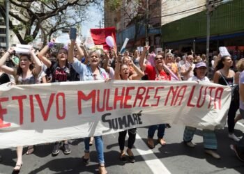 Women protest in Brazil.