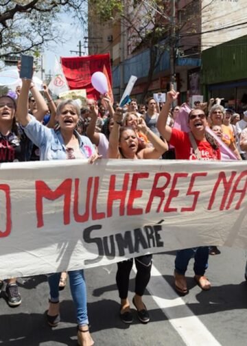Women protest in Brazil.