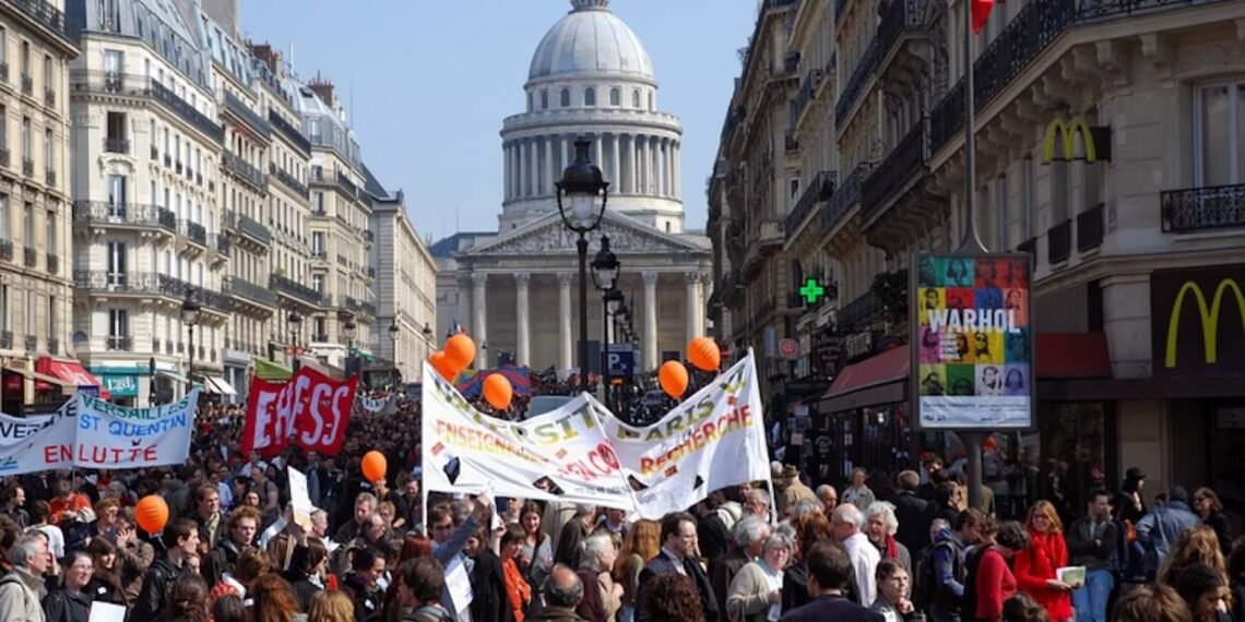 University teachers, researchers, and students demonstrate in Paris, France, on April 2, 2009.