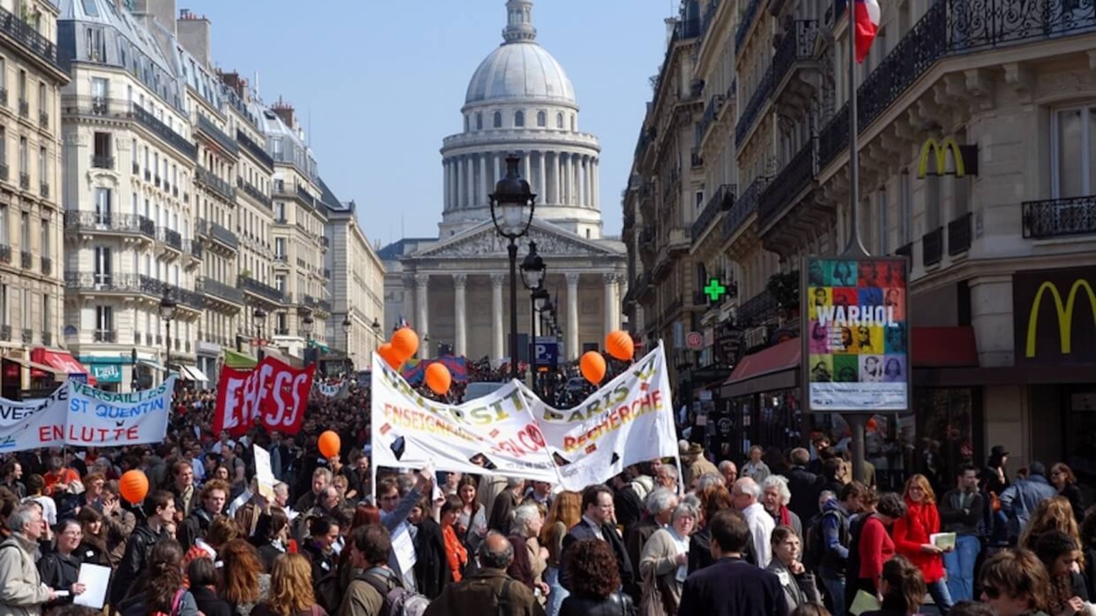 University teachers, researchers, and students demonstrate in Paris, France, on April 2, 2009.