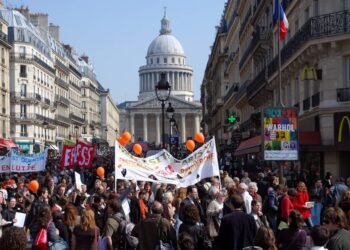 University teachers, researchers, and students demonstrate in Paris, France, on April 2, 2009.
